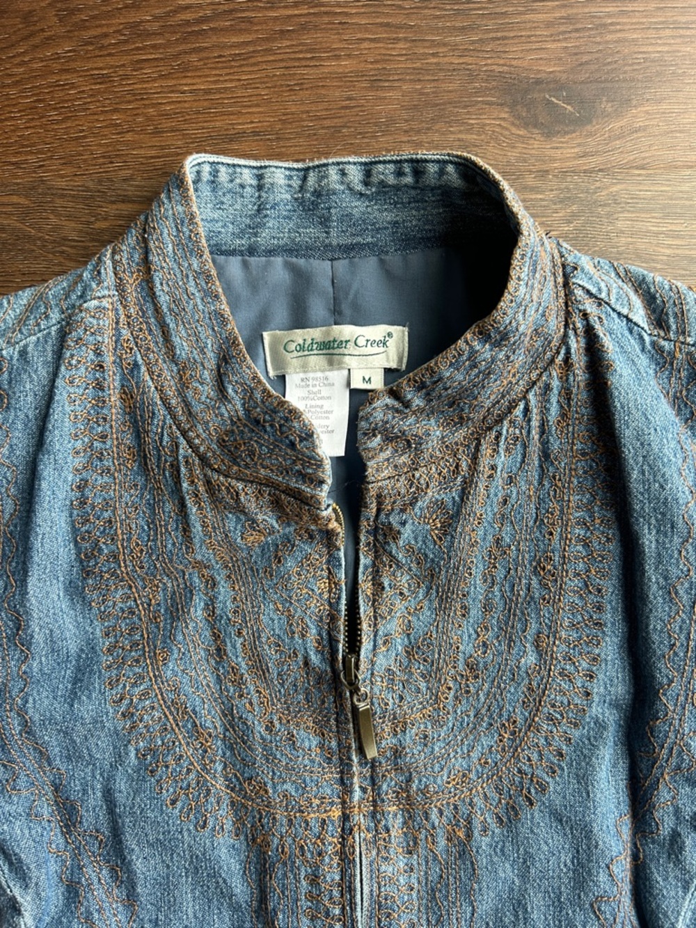 Coldwater Creek Denim Embroidered Vest | Denim Vest | Embroidered Vest - Picture 4 of 8